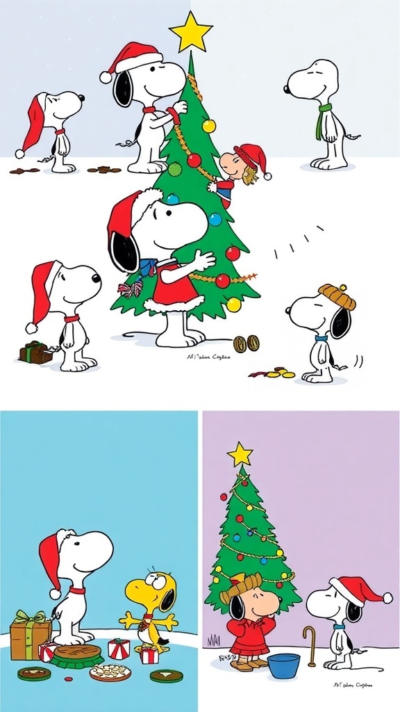 Snoopy Christmas Wallpaper Aesthetic A vibrant collection of Snoopy Christmas wallpapers showcasing festive scenes with Snoopy and friends.